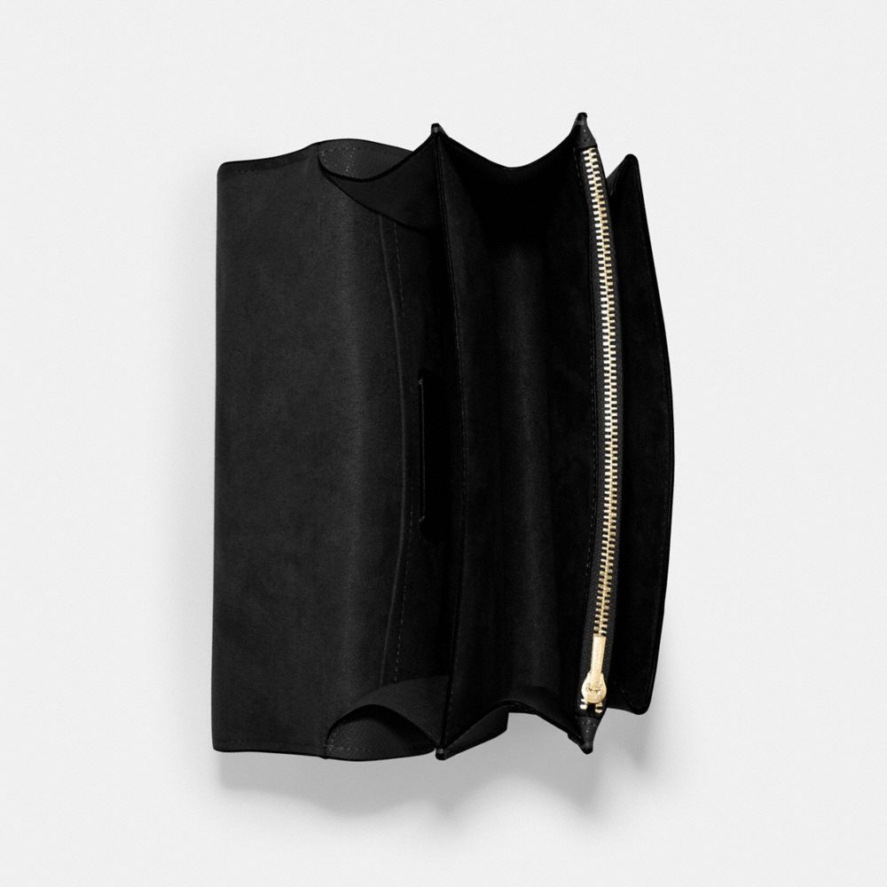COACH®,Klare Crossbody Bag,Leather,Crossbody,Gusset,Gold Metal,Day Party,Black,Inside View,Top View