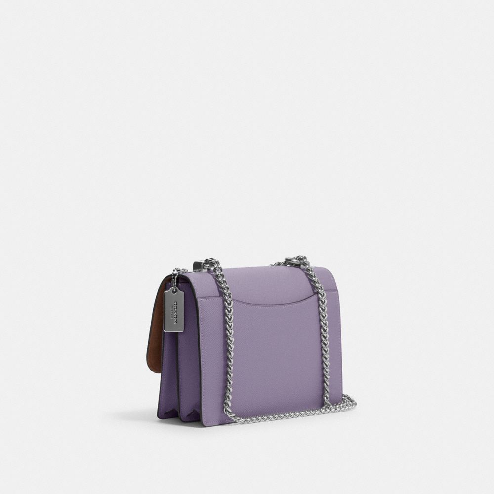 COACH®,KLARE CROSSBODY BAG,Crossgrain Leather,Medium,Silver/Light Violet,Angle View