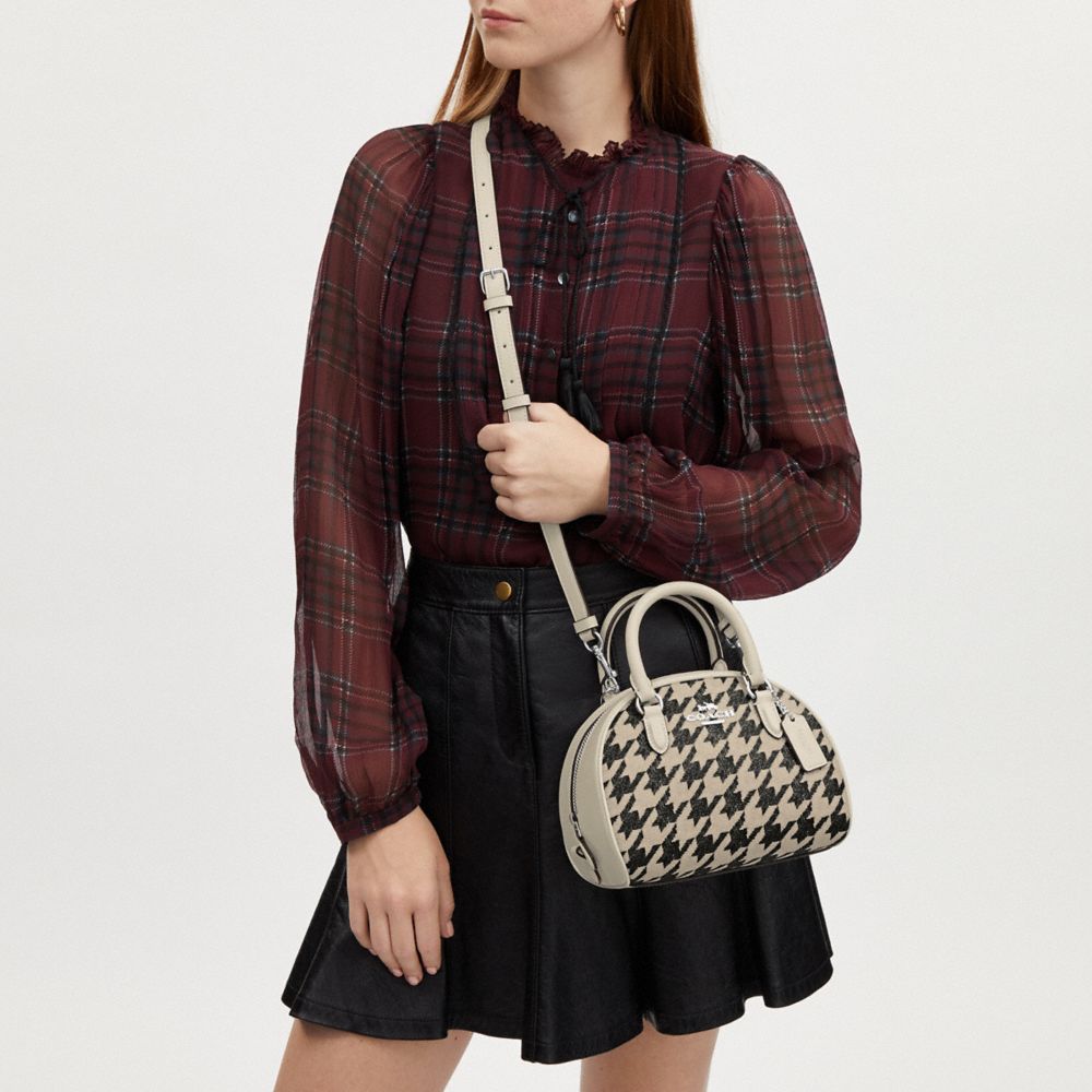 COACH®,Sydney Satchel With Houndstooth Print,,Detail View