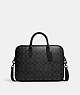 COACH®,LIAM COMPACT BRIEF IN SIGNATURE CANVAS,pvc,Office,Gunmetal/Charcoal,Front View