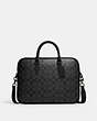 COACH®,LIAM COMPACT BRIEF IN SIGNATURE CANVAS,pvc,Office,Gunmetal/Charcoal,Front View