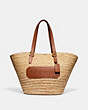 COACH®,STRUCTURED TOTE,Refined Calf Leather,Brass/Natural/Burnished Amber,Front View
