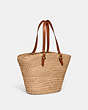 COACH®,STRUCTURED TOTE,Refined Calf Leather,Brass/Natural/Burnished Amber,Angle View