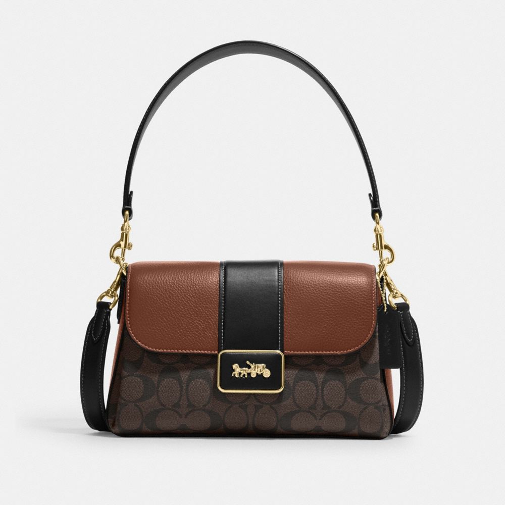 【極美品】COACH コーチ カラーブロック シグネチャー ショルダーバッグ