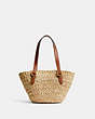 COACH®,STRUCTURED TOTE 16,Refined Calf Leather,Small,Brass/Natural/Burnished Amber,Back View