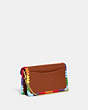 COACH®,TABBY CHAIN CLUTCH WITH RAINBOW CROCHET,Polished Pebble Leather,Mini,Brass/Burnished Amber Multi,Angle View