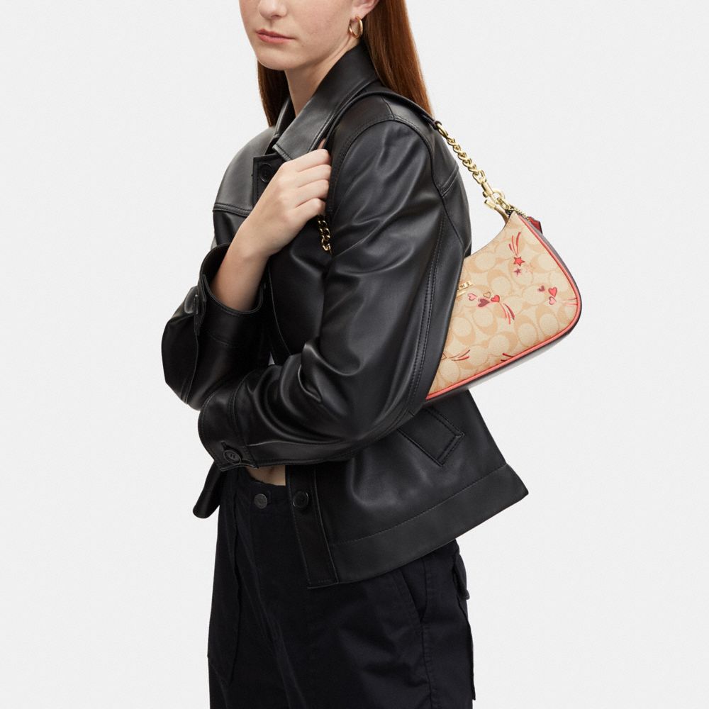 New❤Coach outlet bag Teri Shoulder Bag In Blocked Signature Canvas 