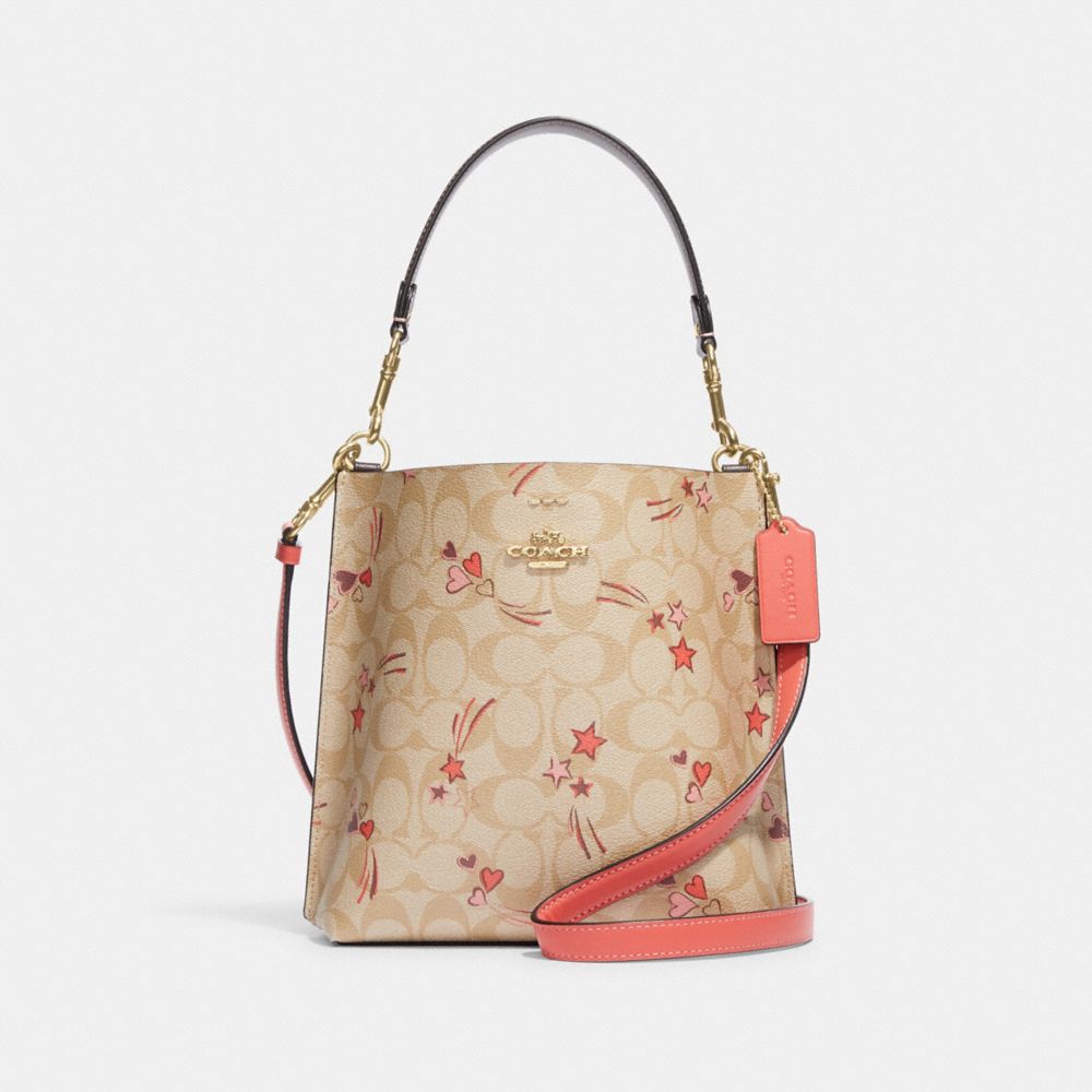 Mollie Bucket Bag 22 In Signature Canvas With Heart And Star Print