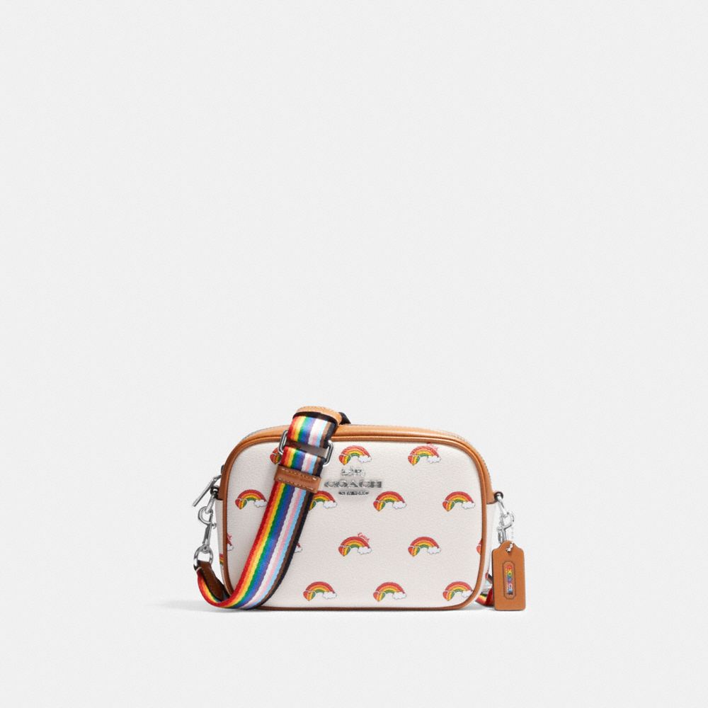 COACH®,MINI JAMIE CAMERA BAG WITH RAINBOW PRINT,Novelty Print,Mini,Silver/Chalk Multi,Front View