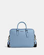 COACH®,LIAM COMPACT BRIEF,Leather,Small,Gunmetal/Cornflower,Front View