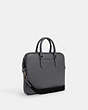COACH®,LIAM COMPACT BRIEF,Leather,Small,Gunmetal/Industrial Grey,Angle View