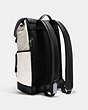 COACH®,TRACK BACKPACK IN COLORBLOCK SIGNATURE CANVAS WITH COACH STAMP,canvas,X-Large,Gunmetal/Chalk Multi,Angle View
