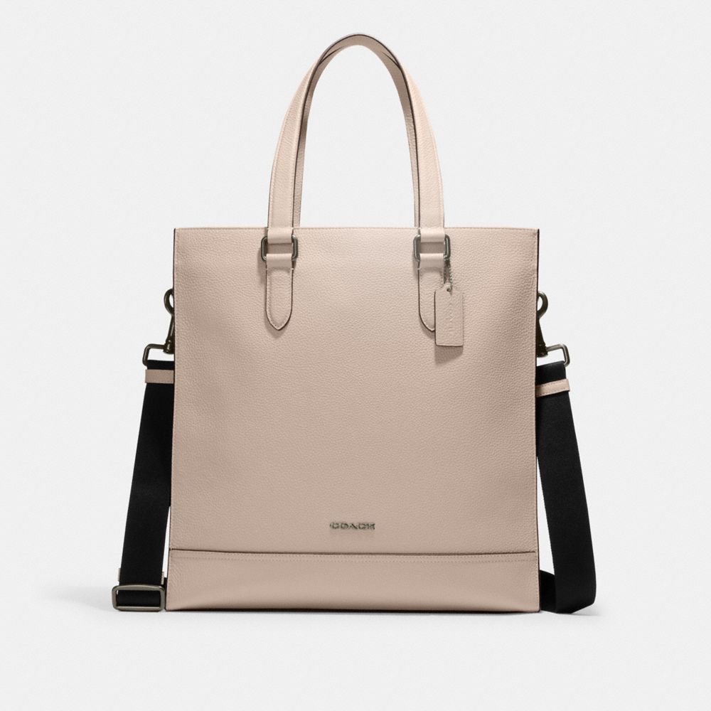COACH®,GRAHAM STRUCTURED TOTE BAG,Pebbled Leather,Large,Black Antique Nickel/Steam,Front View