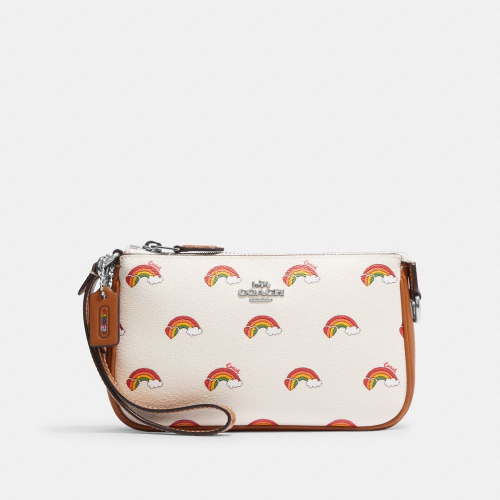 COACH®,NOLITA 19 WITH RAINBOW PRINT,Novelty Print,Mini,Silver/Chalk Multi,Front View