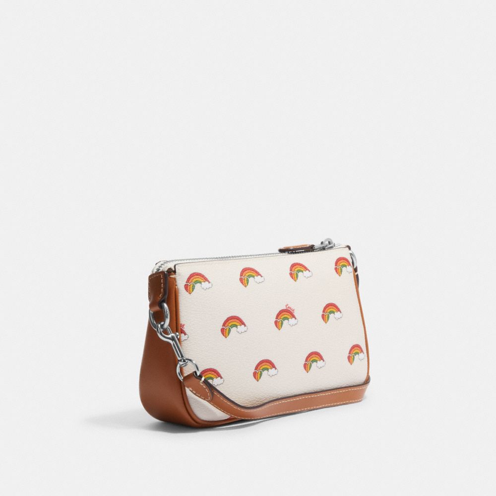 COACH®,NOLITA 19 WITH RAINBOW PRINT,Novelty Print,Mini,Silver/Chalk Multi,Angle View