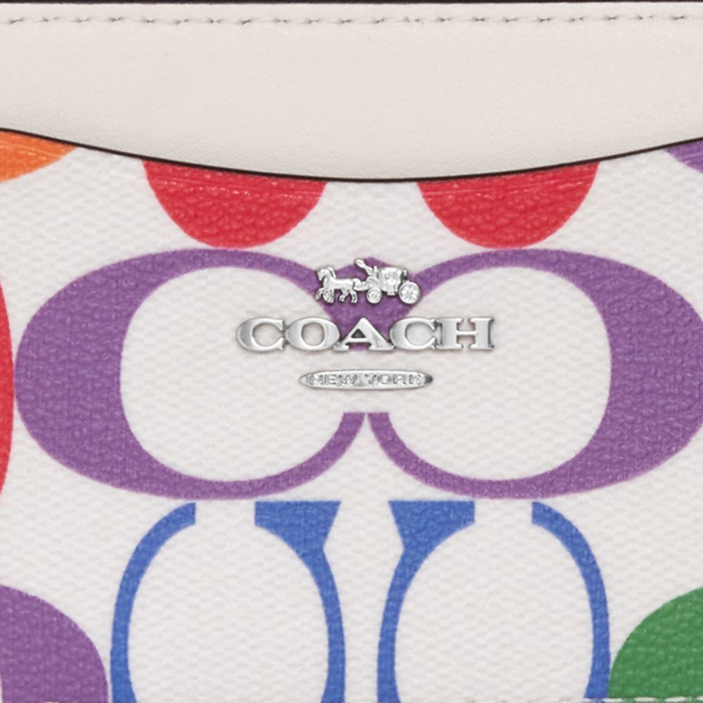 COACH®,Multifunction Card Case In Rainbow Signature Canvas,,Detail View