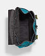 COACH®,TRACK BACKPACK IN COLORBLOCK WITH COACH STAMP,Leather,X-Large,Black Copper/Teal Multi,Inside View,Top View
