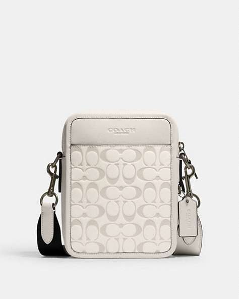 COACH®,SULLIVAN CROSSBODY IN SIGNATURE LEATHER,Leather,Black Antique Nickel/Chalk/Steam,Front View