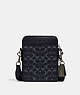 COACH®,SULLIVAN CROSSBODY IN SIGNATURE LEATHER,Leather,Small,Black Antique Nickel/Midnight Navy/Denim,Front View