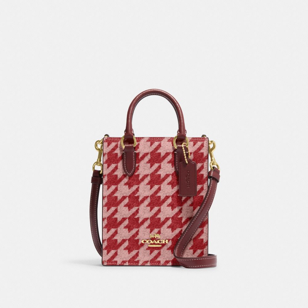 Coach Outlet City Tote with Houndstooth Print - Pink - One Size
