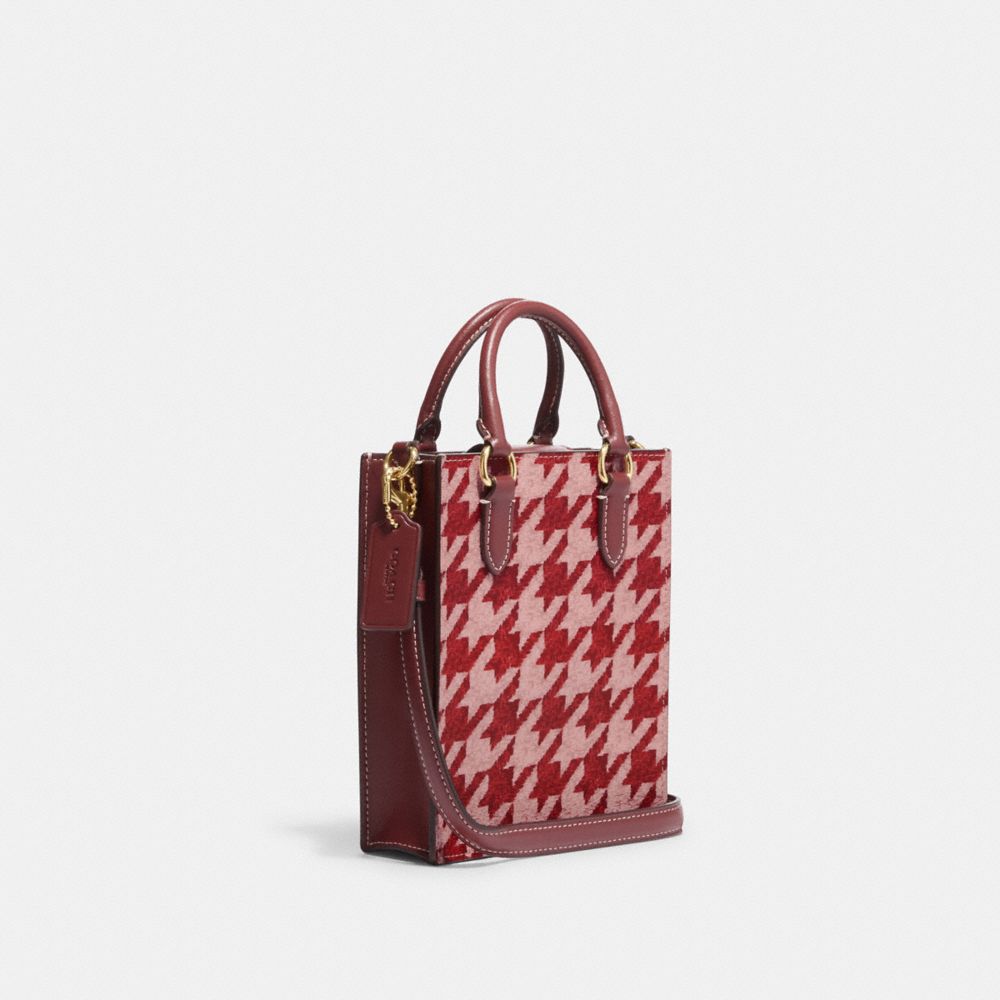 COACH®,Mini Tote With Houndstooth Print,,Angle View