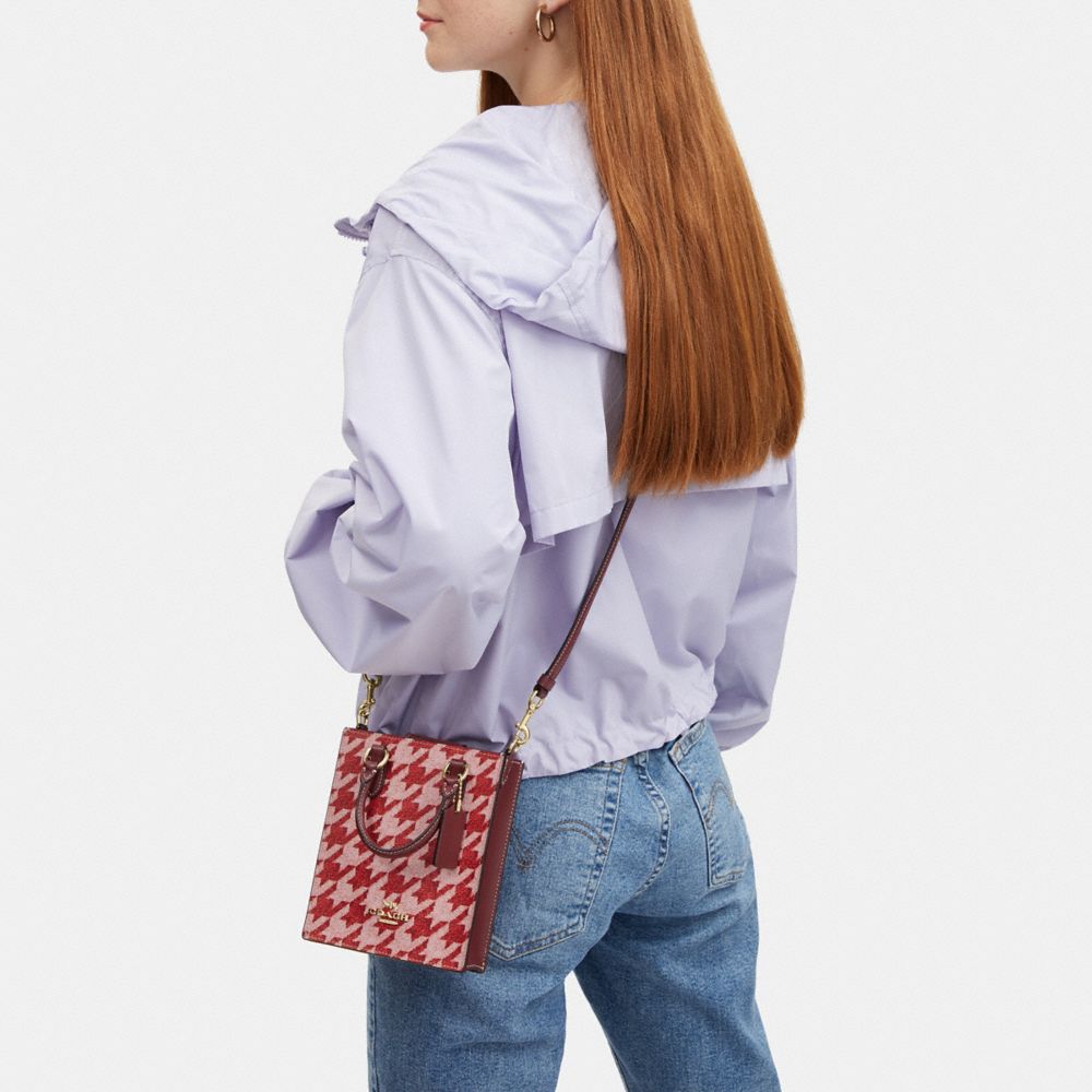 COACH®,Mini Tote With Houndstooth Print,,Detail View