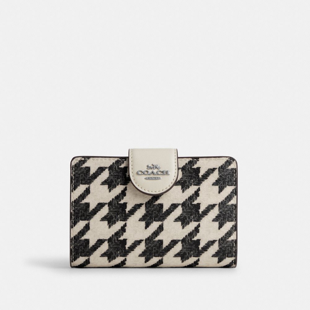 Coach Medium Corner Zip Wallet with Houndstooth Print