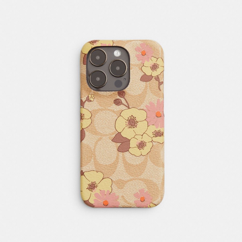 COACH® | Iphone 14 Pro Case In Signature Canvas With Floral Print