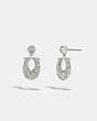 COACH®,SIGNATURE PAVÉ EARRINGS,Plated Brass,Silver & Clear,Front View