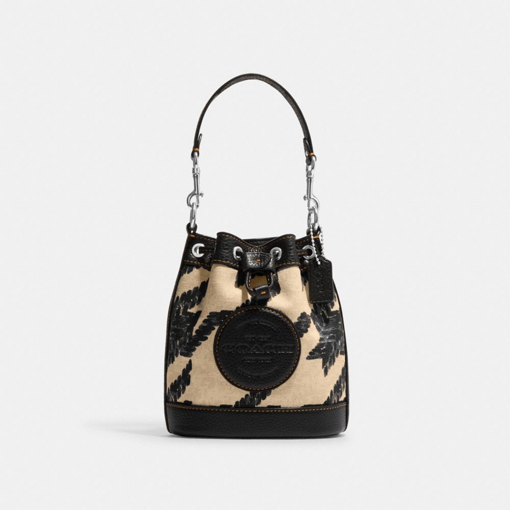 Coach Bags | Coach Mini Dempsey Bucket Bag with Houndstooth Print and Patch | Color: Black/White | Size: Os | Zhou_Juan's Closet