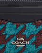 COACH®,SLIM ID CARD CASE WITH HOUNDSTOOTH PRINT,Mixed Material,Silver/Teal/Wine,Closer View