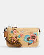 COACH®,NOLITA 19 WITH FLORAL EMBROIDERY,Straw,Mini,Silver/Natural Multi,Front View