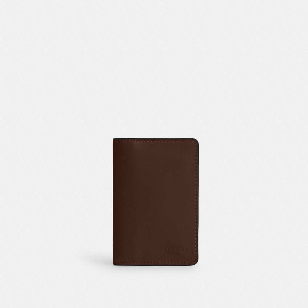 COACH®,Id Wallet,Leather,Bi Fold,Casual,Brown,Front View