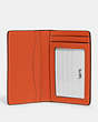 COACH®,ID WALLET,Leather,Gunmetal/Bright Orange,Inside View,Top View