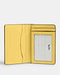 COACH®,ID WALLET,Leather,Gunmetal/Retro Yellow,Inside View,Top View