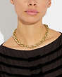 COACH®,CHUNKY SIGNATURE CHAIN LINK NECKLACE,Plated Brass,Gold,Detail View