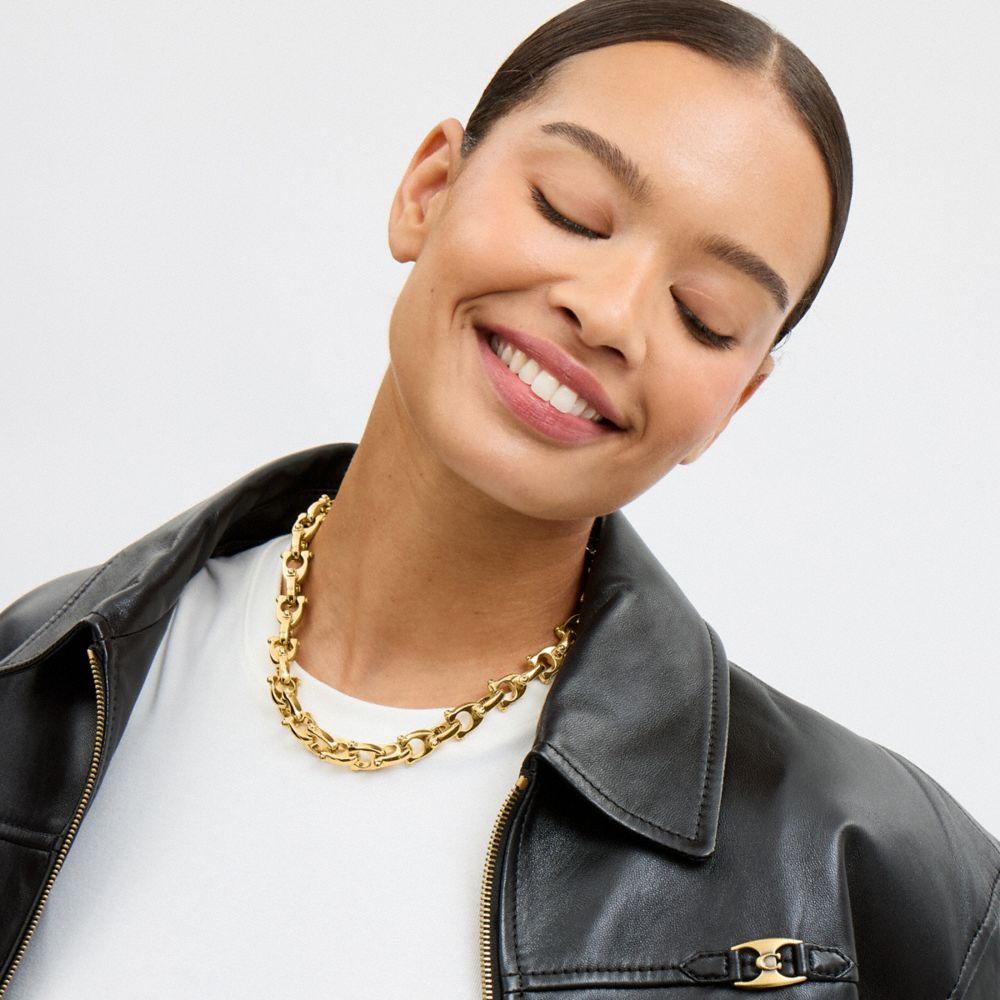 Coach Chunky Signature Chain Link Necklace — фото 3