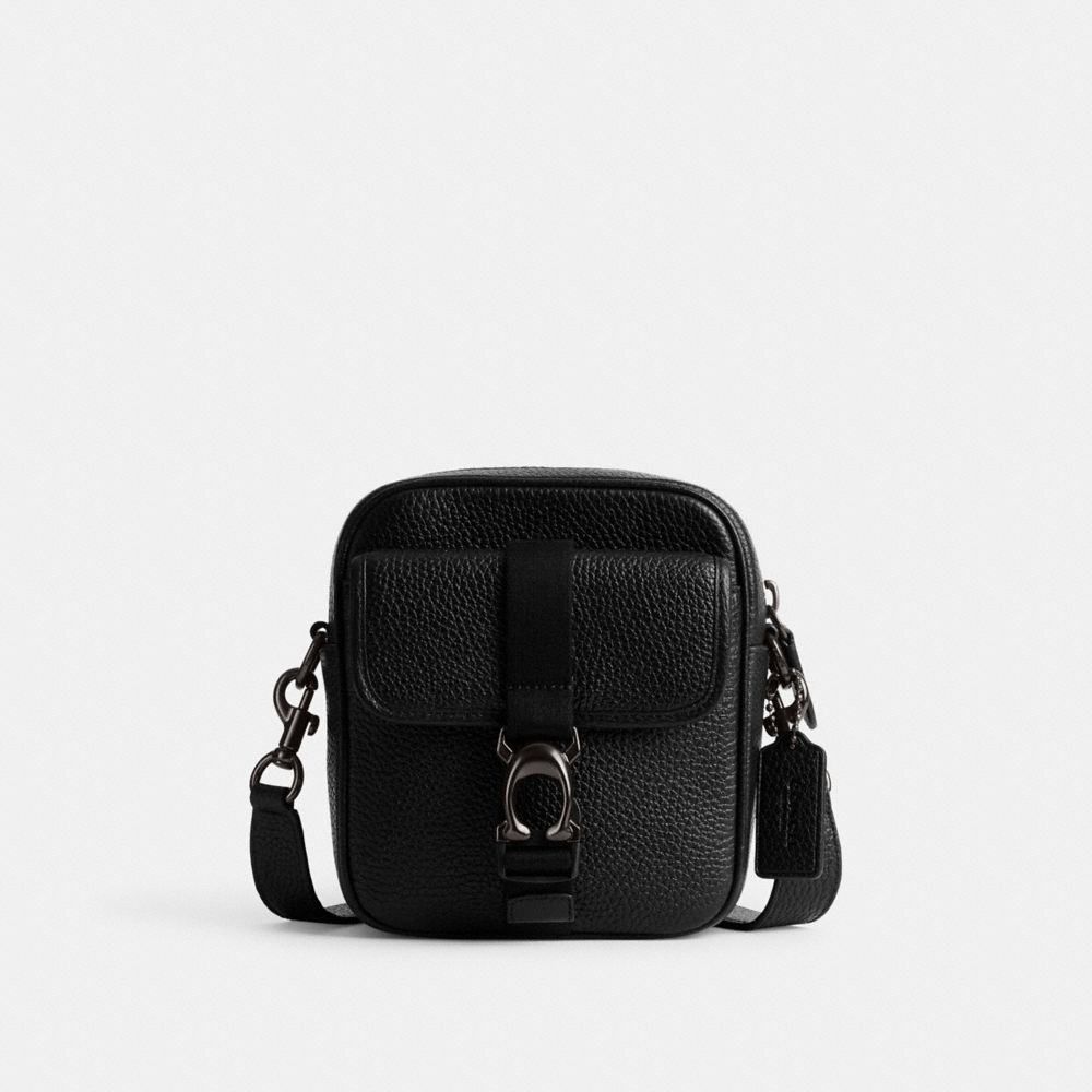 COACH®,BECK CROSSBODY,Pebble Leather,Small,Black,Front View image number 0