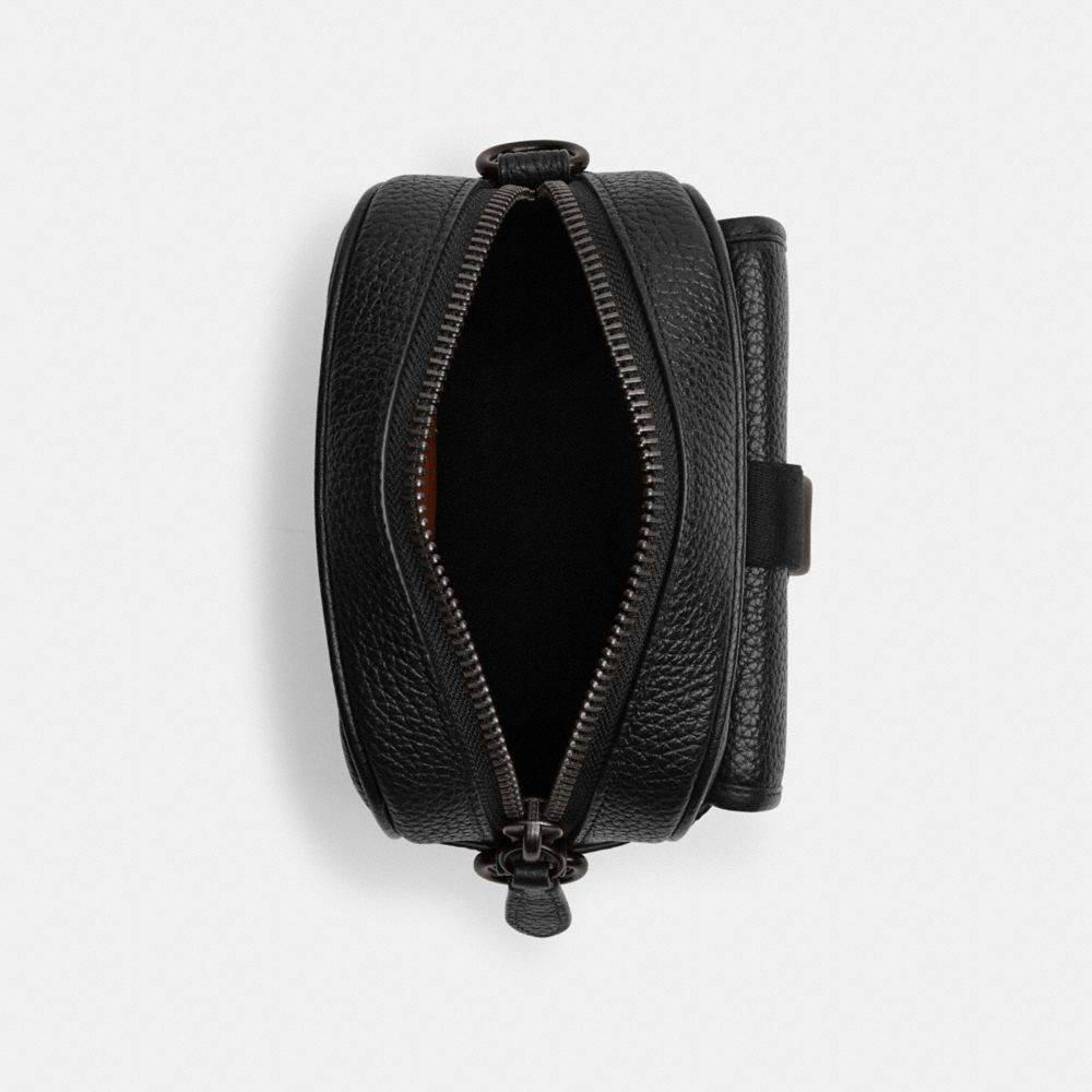 COACH®,Beck Crossbody,Leather,Crossbody,Metal,Logo,Color Block,Silver Metal,Casual,Black,Inside View,Top View