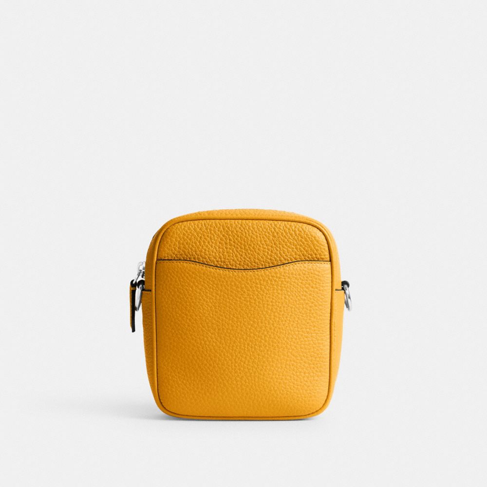 COACH®,Beck Crossbody,Leather,Crossbody,Color Block,Metal,Logo,Silver Metal,Casual,Mustard,Back View