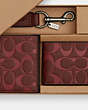 COACH®,BOXED 3-IN-1 WALLET GIFT SET IN SIGNATURE LEATHER,Leather,Gunmetal/Wine Multi