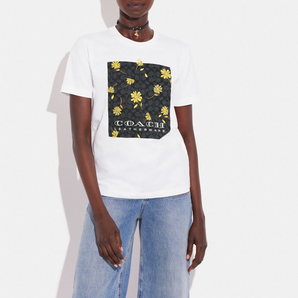 COACH® | Signature Floral T Shirt In Organic Cotton
