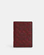 COACH®,PASSPORT CASE IN SIGNATURE LEATHER,Leather,Gunmetal/Wine Multi,Front View
