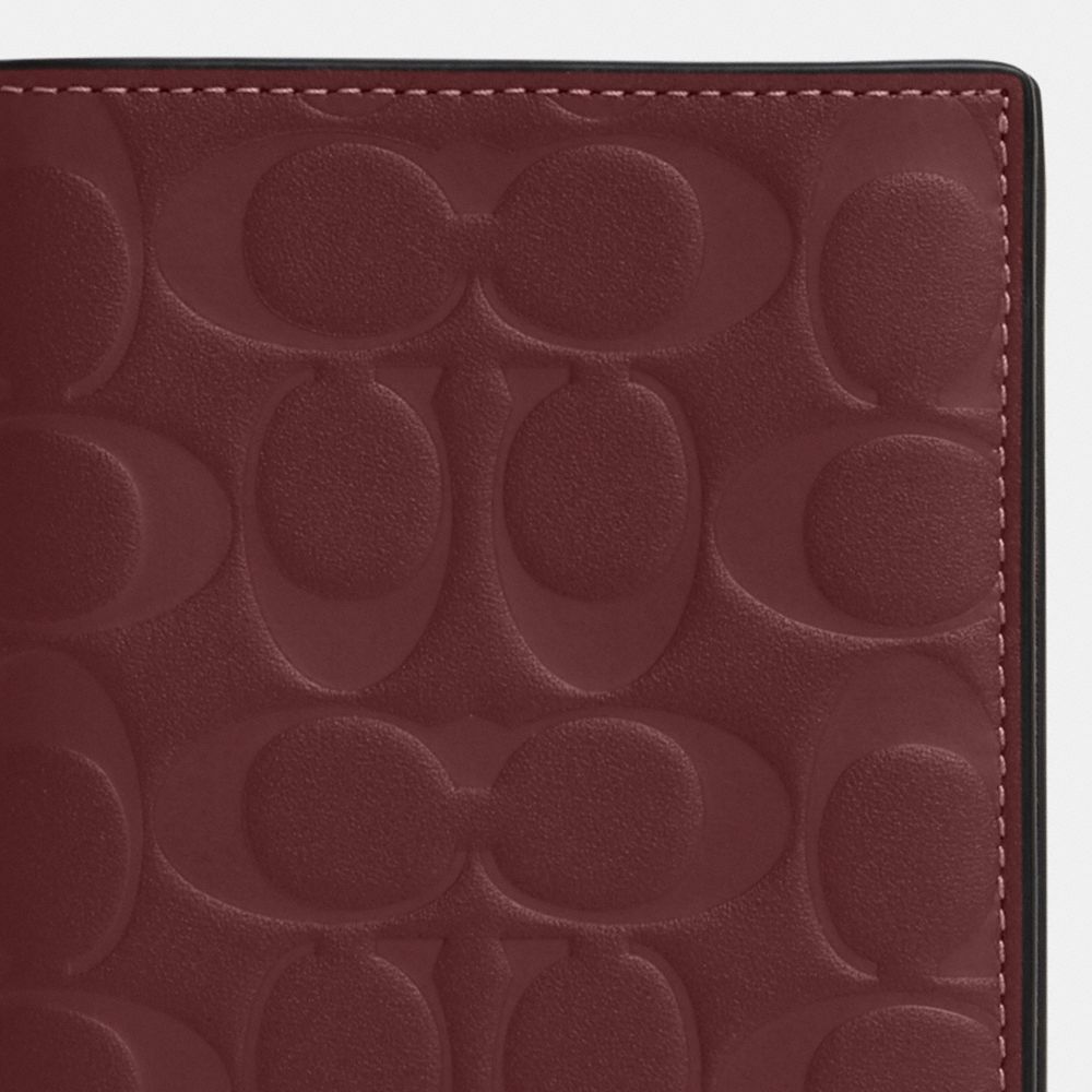 COACH®,PASSPORT CASE IN SIGNATURE LEATHER,Mini,Gunmetal/Wine Multi