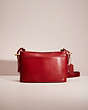 COACH®,VINTAGE EQUESTRIAN ZIP BAG,Glovetanned Leather,Small,Brass/Red,Front View