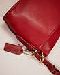 COACH®,VINTAGE EQUESTRIAN ZIP BAG,Glovetanned Leather,Small,Brass/Red,Closer View