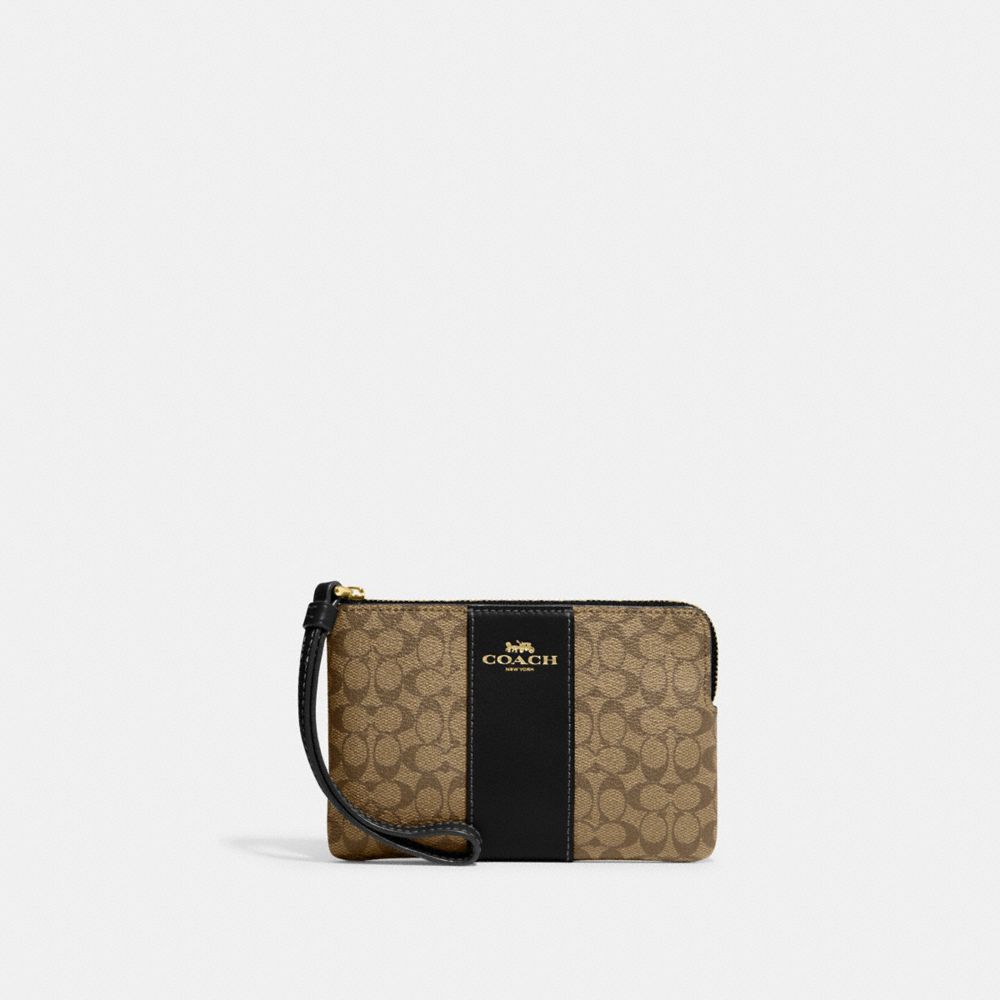 COACH®  Corner Zip Wristlet In Signature Canvas