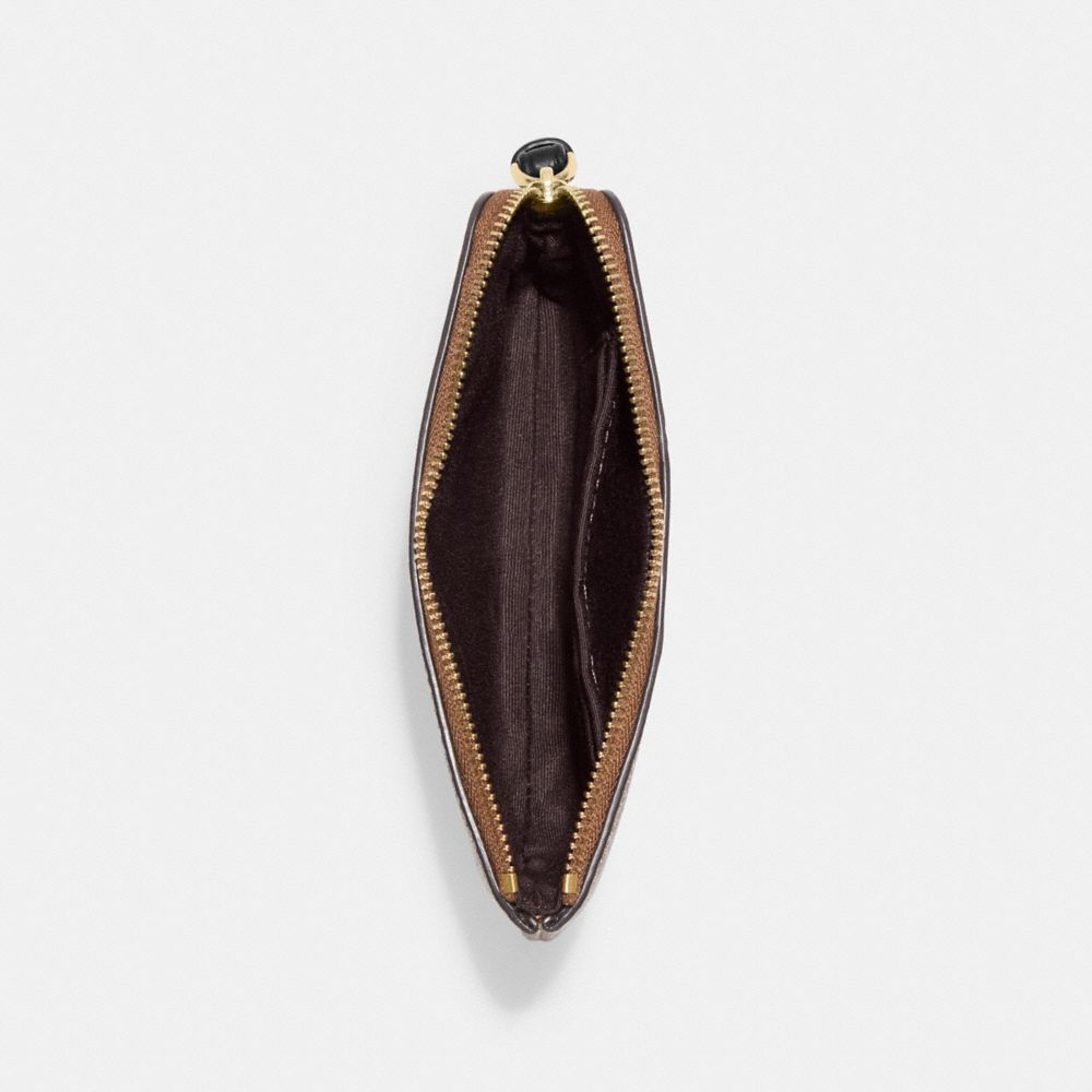 COACH®,Corner Zip Wristlet In Signature Canvas,Canvas,Leather,Pouch,Wristlet,Color Block,Logo,Casual,Multi Color,Inside View,Top View