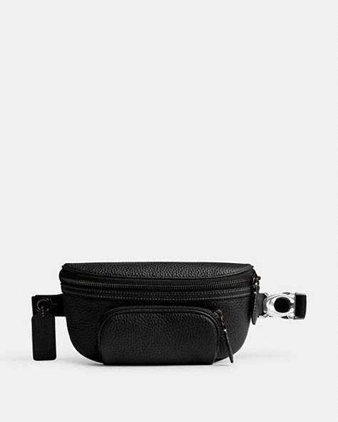 COACH®,BECK BELT BAG,Pebble Leather,Small,Black,Front View