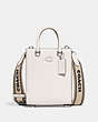 COACH®,TOTE 16 WITH SIGNATURE CANVAS DETAIL,Crossgrain Leather,Medium,Chalk,Front View